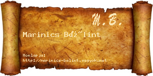 Marinics Bálint névjegykártya